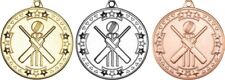 Cricket Medal with ribbon 50mm Diameter Metal Gold Silver Bronze M79-TD