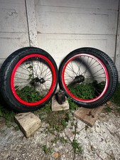 Complete / Custom Boys BMX Wheels RED + Odyssey & BSD Custom Tyres + Pegs