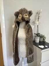 Owl Furry Scarf/hat With Pockets , Ladies , Winter, Hooded, Ears