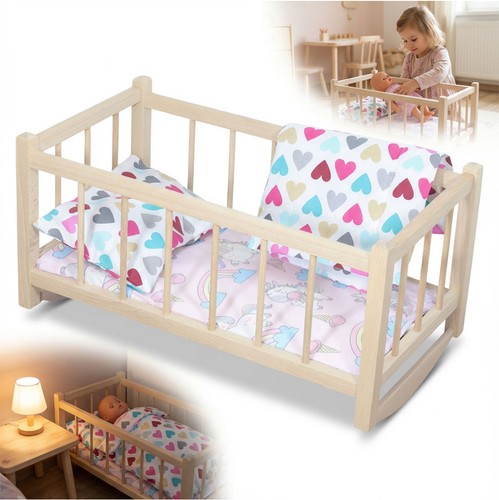 Natural wooden doll cradle - wooden,