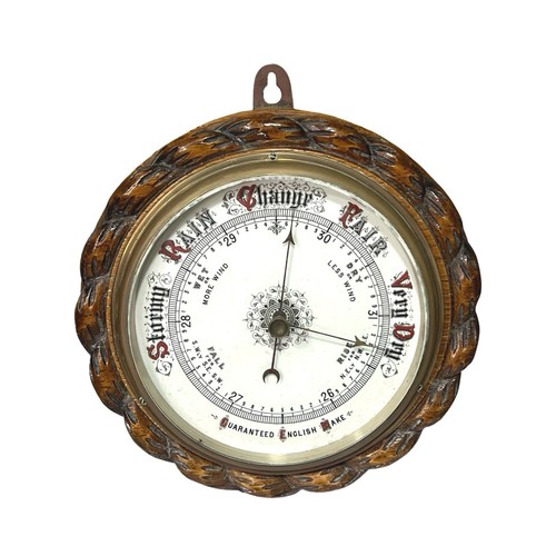 Antique english oak aneroid - antique,