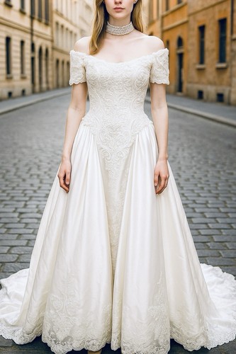 Vintage wedding dress - vintage, white
