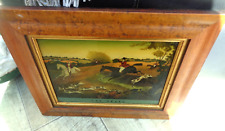 vintage  genuine Crystoleum / reverse Glass Painting Hunting Scene rare