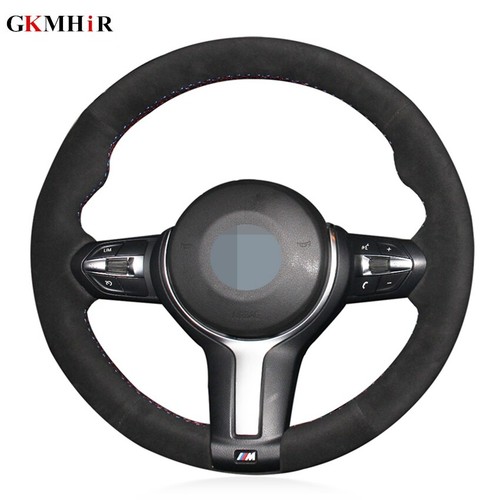 Black suede leather steering - suede,