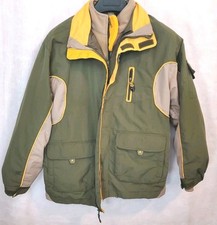 VTG 90s 2000s Boys L Starter Jacket Tan & Green Layered 2 In One Shell & Liner