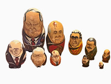 Russian Soviet Political Leaders Wooden Matryoshka Nesting 10 Dolls🪆🪆🪆🇷🇺