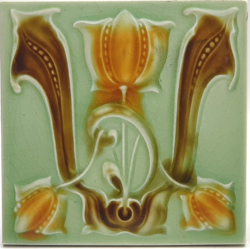 Art nouveau fireplace majolica - art,
