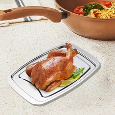 Roasting Carving Tray with Spikes Meat Holder Stainless Steel Kitchen BBQ Tool