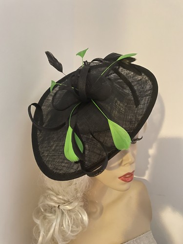 Fascinator black lime - fascinator, green