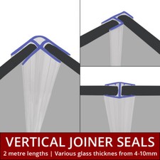 Vertical Shower Bath Screen Joiner Seal | 2 Metres Long | 4-12mm Glass | L Shape