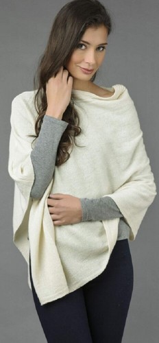 Cashmere poncho ivory white - ivory,