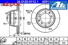 X2 PCS REAR BRAKE DISC SET LEFT & RIGHT 24.0120-0112.1 ATE I