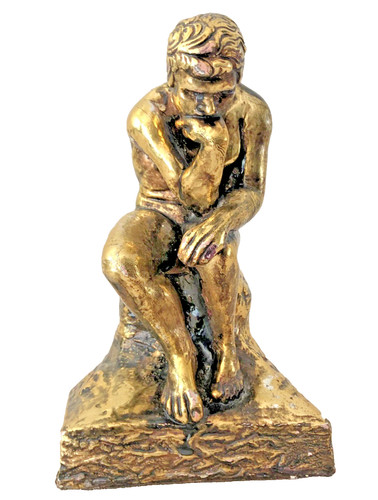 Vintage thinker statue gold - ,