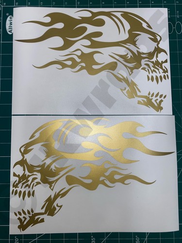 Skull flames stickers - (x2),