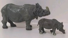 Vintage Britains Zoo  Rhino and Baby Rhino Retro 1970s Childrens Zoo Playset