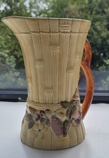 VTG MALING Bamboo, Flowered Embossed Jug Vase H 19cm,