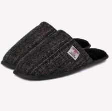 TOTES HARRIS TWEED 100% WOOL MULE SLIPPERS NEW IN BOX SIZE 10-11 MEDIUM/LARGE