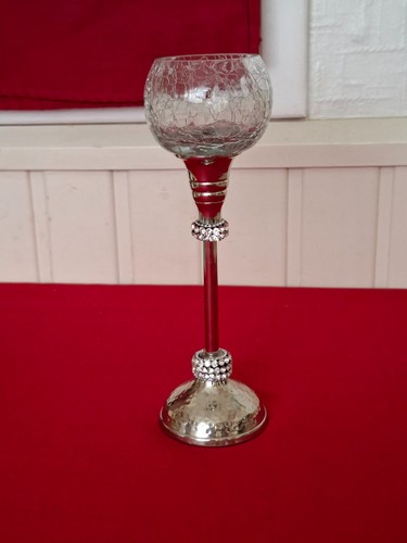 Silver long stem crackle - silver,