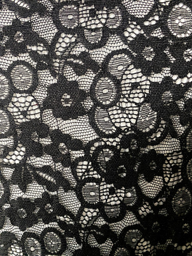 Black spider web floral - black,