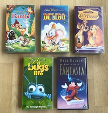 Disney's Dumbo, Bambi, Lady and the Tramp, A Bugs Life & Fantasia VHS.