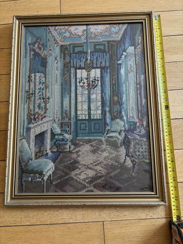 Antique framed tapestry - antique, c