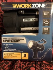 Workzone CREE LED Rechargeable Spot Light Torch 300Lm Search Lamp IP67