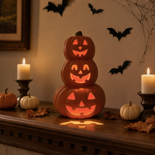 Used stacked jack lantern - stacked, jack-o’-lantern