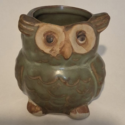 Green ceramic owl - green,