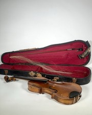 Antique 1920s German Violin 3/4 Size with Bow and Original Case For Restoration