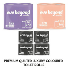 Evo Luxury Coloured Toilet Rolls 3 Ply Premium Quilted Soft Strong 8–48 Pack