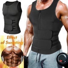Men Sauna Sweat Vest Waist Trainer Fat Burner Body Shaper Compression Belly Belt