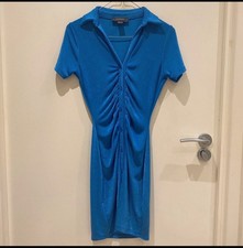 Y2k Blue Ruched Shimmery Dress