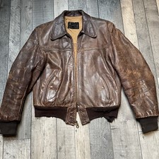 1940s WW2 William Barry Brown A2 Flight Leather Jacket Made In USA Size 38/40Med