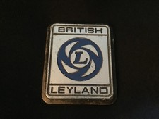 BRITISH LEYLAND Car Badge - Vintage - Silver & Blue on Chrome