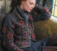 Crochet Pattern copy Roses granny square Autumn / Winter cardigan 32- 46" 800F