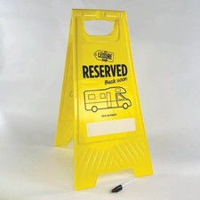 Caravan Pitch Reserved Sign Motorhome A Board Yellow Campsite with Marker Pen