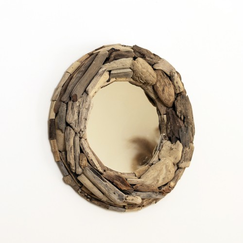 Teak root round wall mirror - wall,