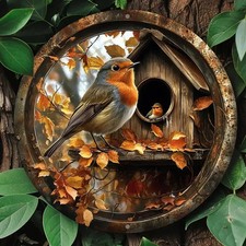 Robin bird house - metal, garden
