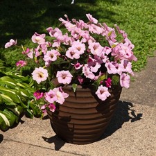 16 in Ribbed Polyresin Outdoor Planter - Rust by Sunnydaze