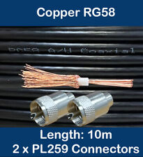 10m Copper Black RG58 50 Ohm