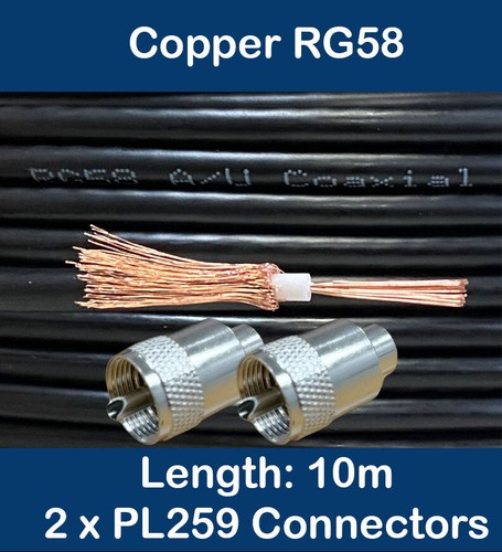 10m copper black - copper, rg58