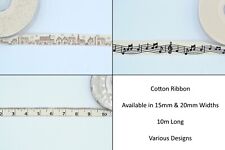 Cotton Ribbon - Available in Various Designs - 15mm & 20mm Width