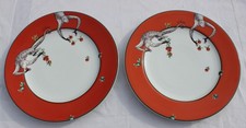 LE CIRQUE RESTAURANT Orange Monkey Limoges Porcelain Dinner Charger Plates x 2
