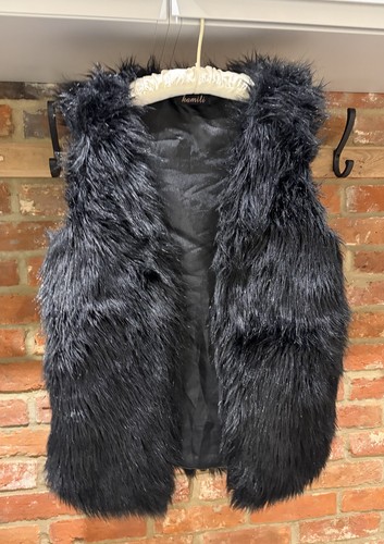 Ladies black faux fur - fur, gilet