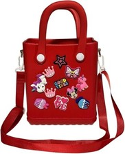 Ladies/Girls Croc Bag with 10 Removable Charms Mini Crossbody Shoulder Handbag