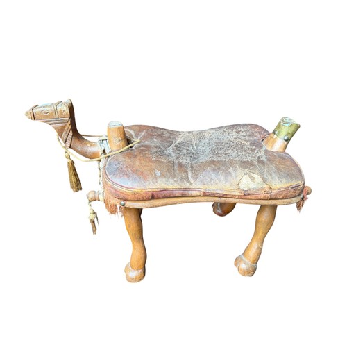 Vintage carved camel - stool, –