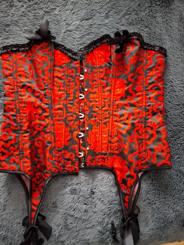 Red black laced corset - &,