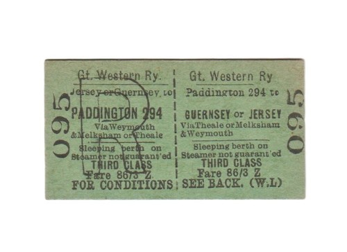 Gwr railway steamer ticket - railway,