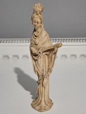 Vintage Carved Chinese Asian Geisha With A Ruan Guitar Figure Ornament
