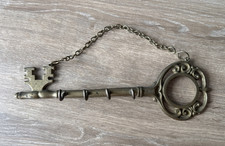 Vintage Brass Key Holder 4 Hooks Wall Hanging Chain for Keys & Accessories